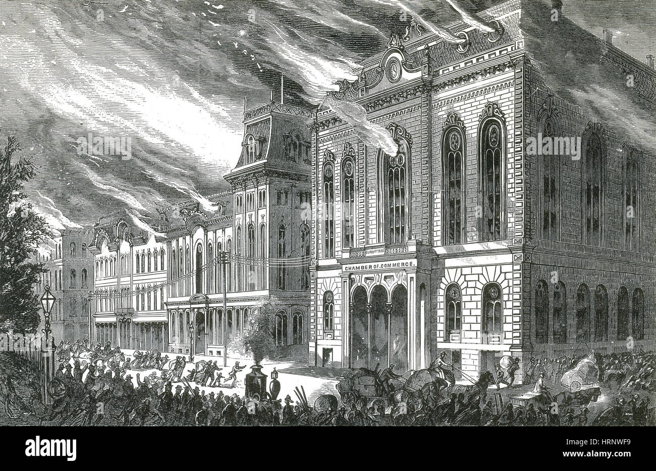 Il grande incendio di Chicago, 1871 Foto Stock