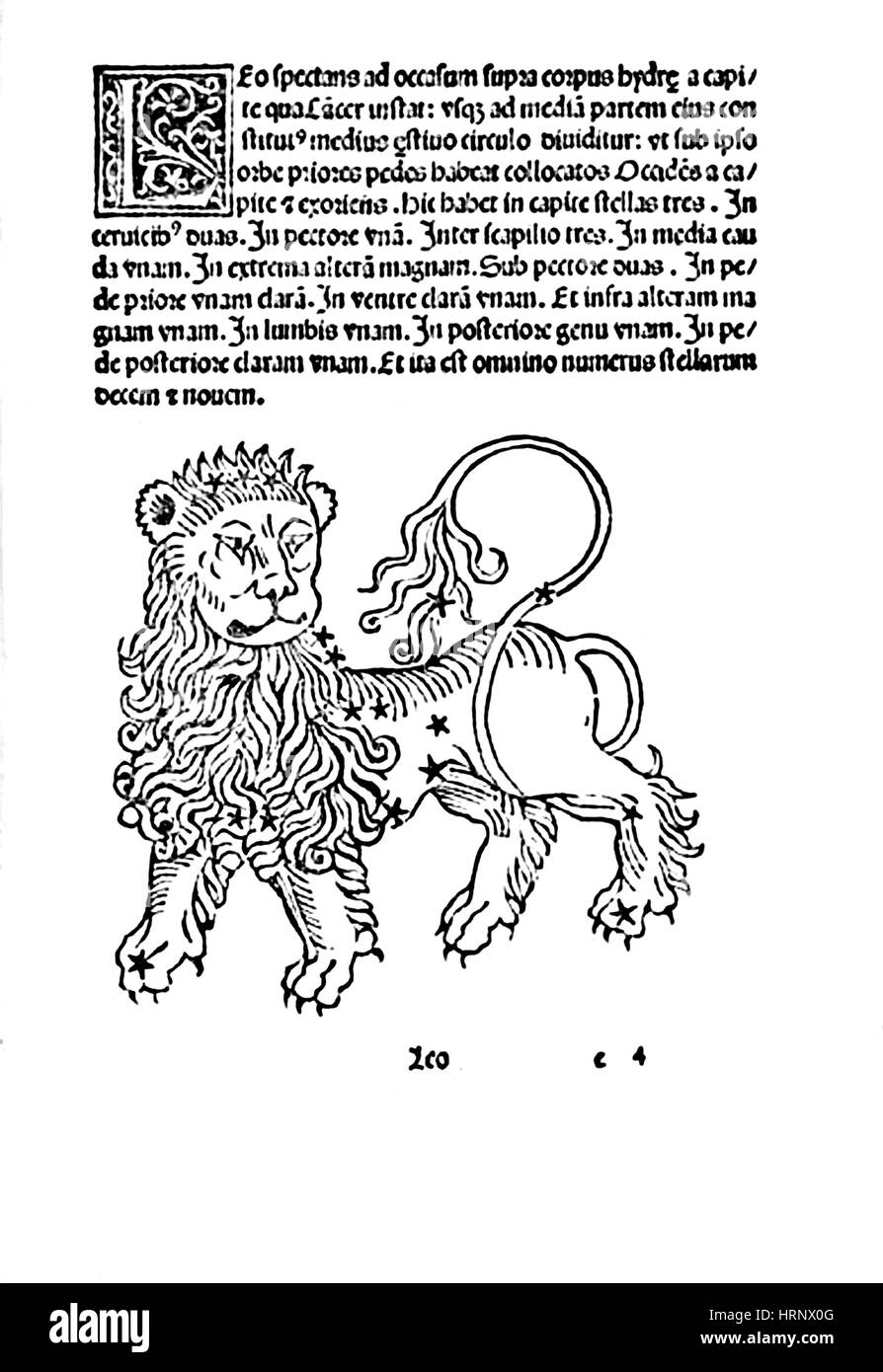 Leo costellazione zodiacale, 1482 Foto Stock