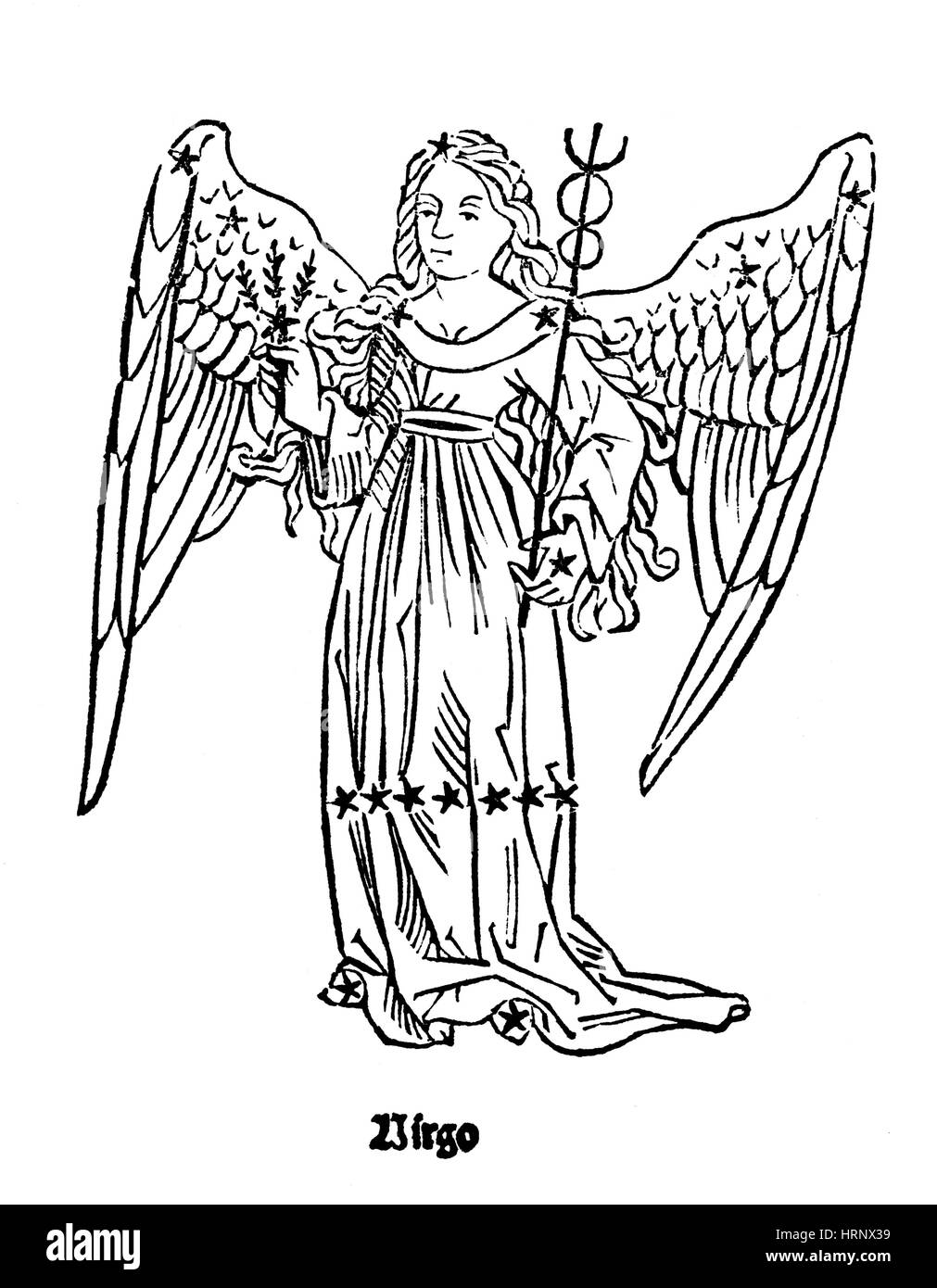 Costellazione di Virgo, segno zodiacale, 1482 Foto Stock