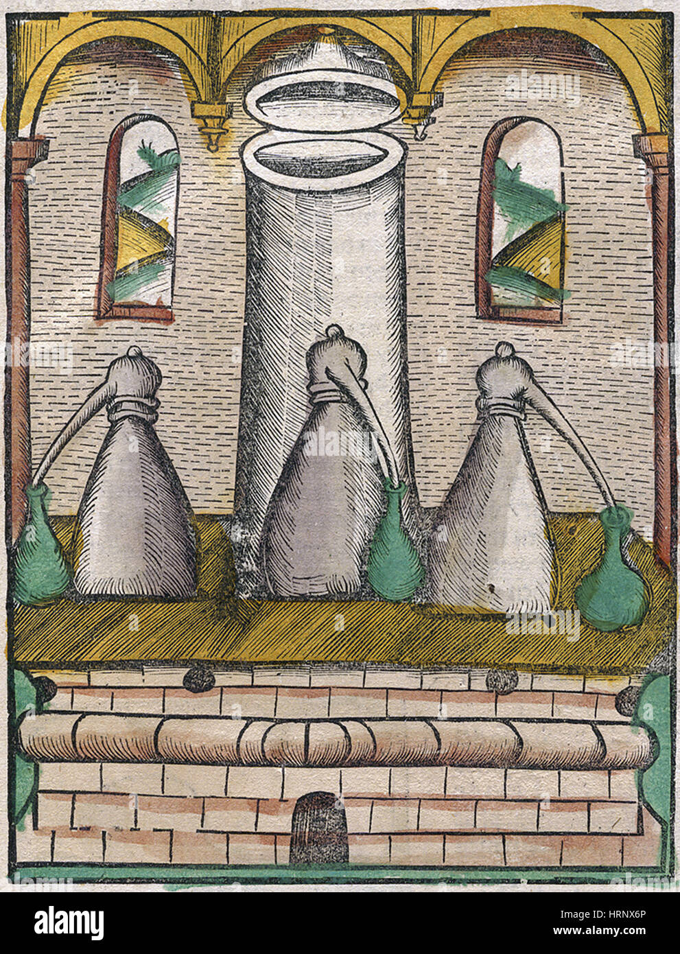 Distillazione Distillazione, navi, 1512 Foto Stock