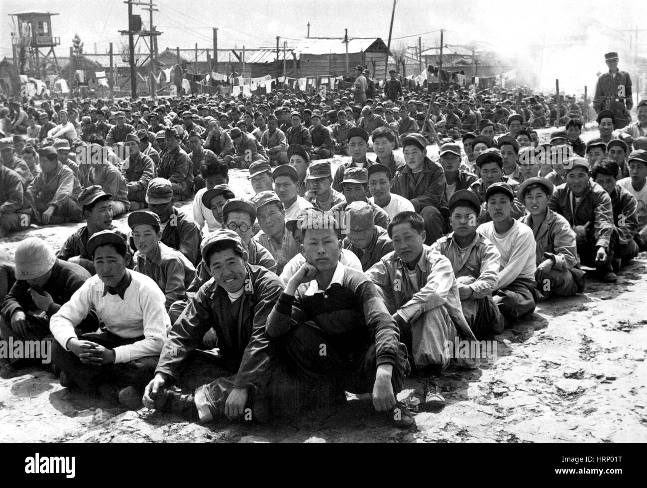 Guerra di Corea, U.N. POW Camp, 1951 Foto Stock