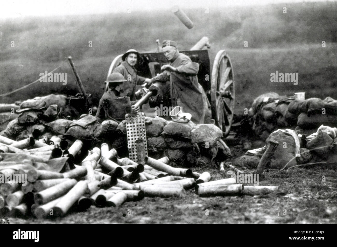 La prima guerra mondiale, AEF sesto campo Reggimento di Artiglieria Foto Stock