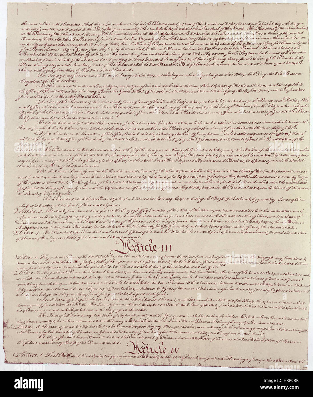 Costituzione degli Stati Uniti Foto Stock