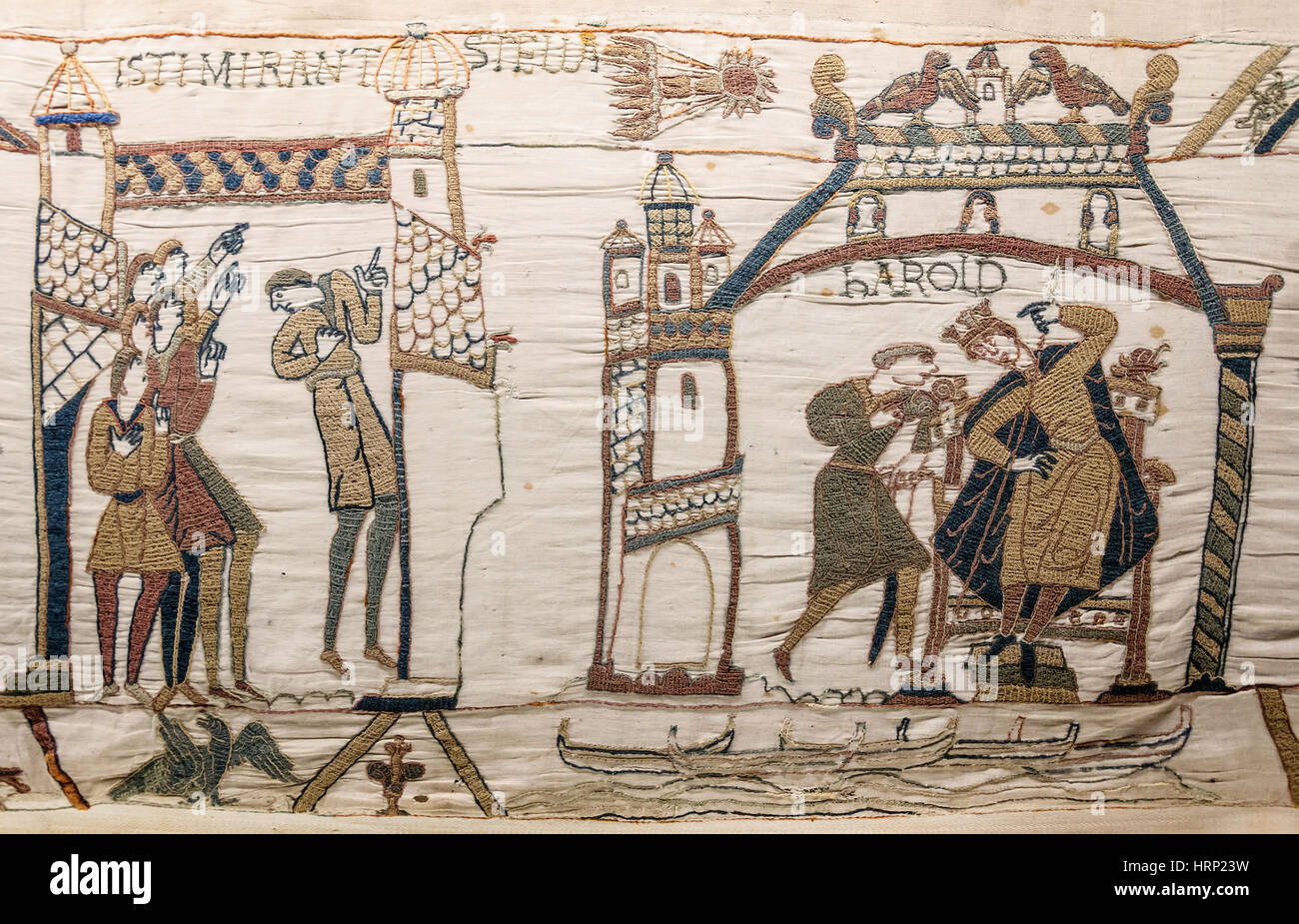 Cometa di Halley di 1066, Arazzo di Bayeux Foto Stock