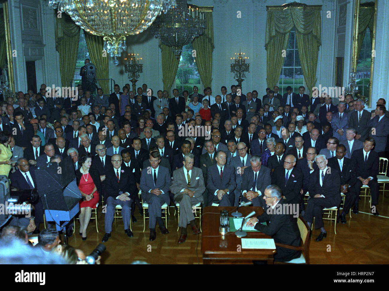 Il presidente Johnson parla alla nazione, 1964 Foto Stock