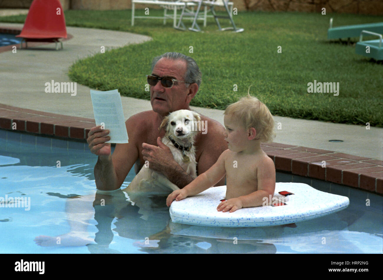 Il presidente Johnson e nipote di Yuki, 1968 Foto Stock