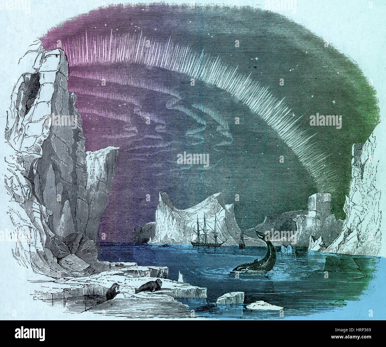 Iceberg e l'Aurora Boreale Foto Stock