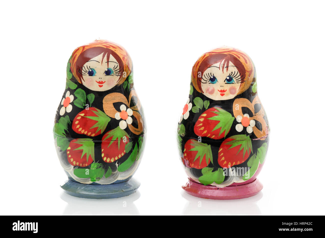 Set di matrioska o babushkas, Russian nesting dolls isolati su sfondo bianco Foto Stock