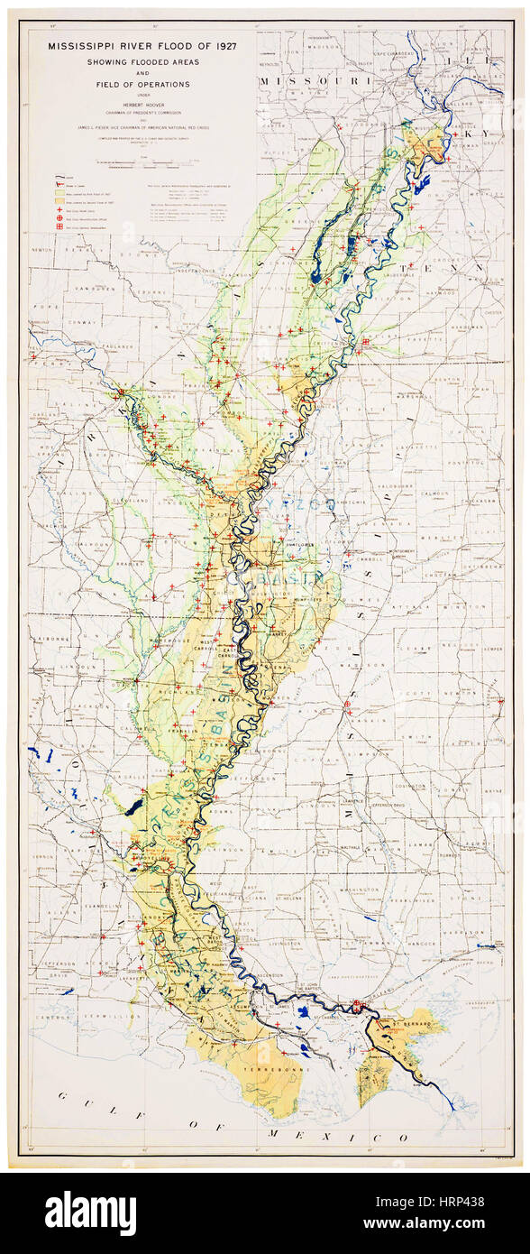 Grande Fiume Mississippi Flood Mappa, 1927 Foto Stock