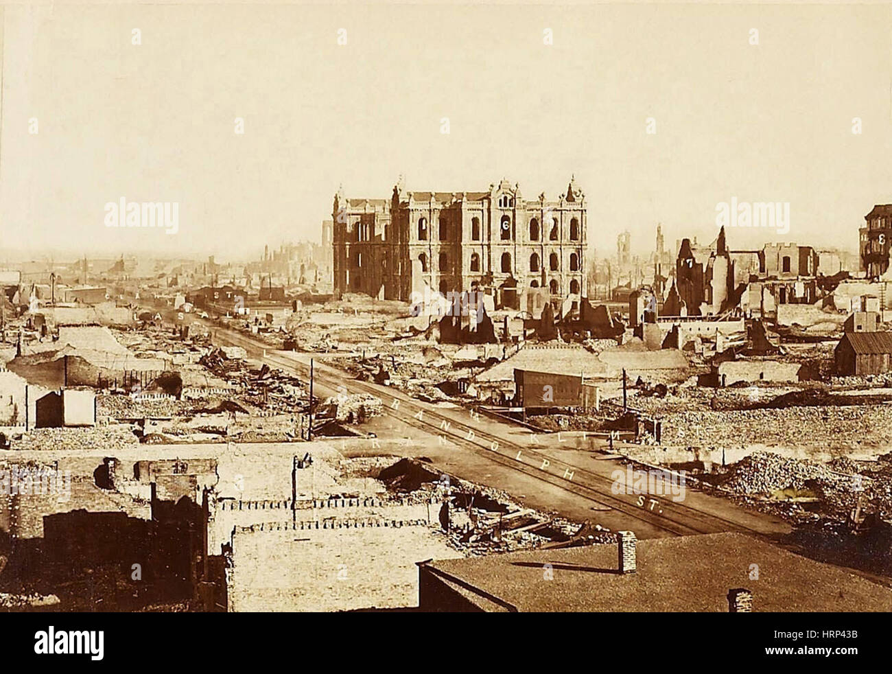 Il grande incendio di Chicago, 1871 Foto Stock