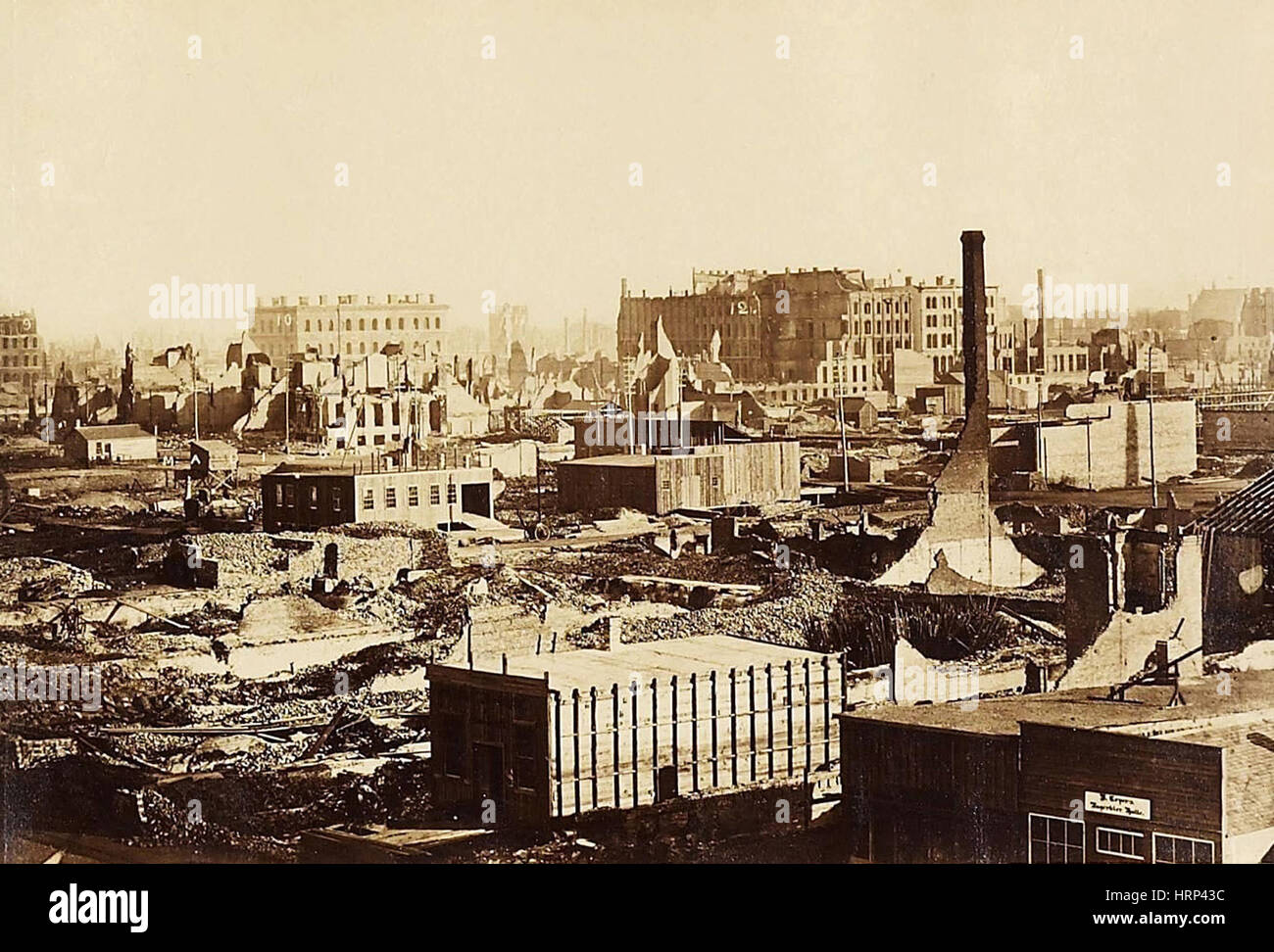 Il grande incendio di Chicago, 1871 Foto Stock