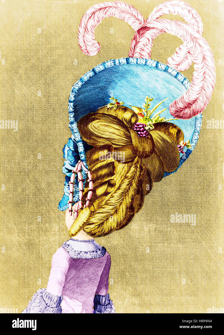 Acconciatura elaborata, parrucca, 1776 Foto Stock