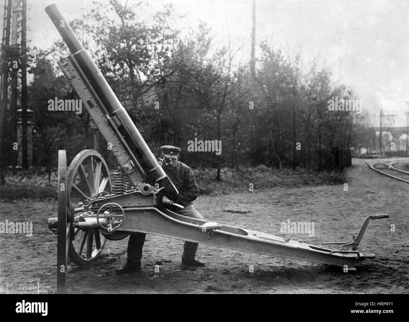 Krupp pistola a palloncino, pistola di difesa contraerea, 1908 Foto Stock