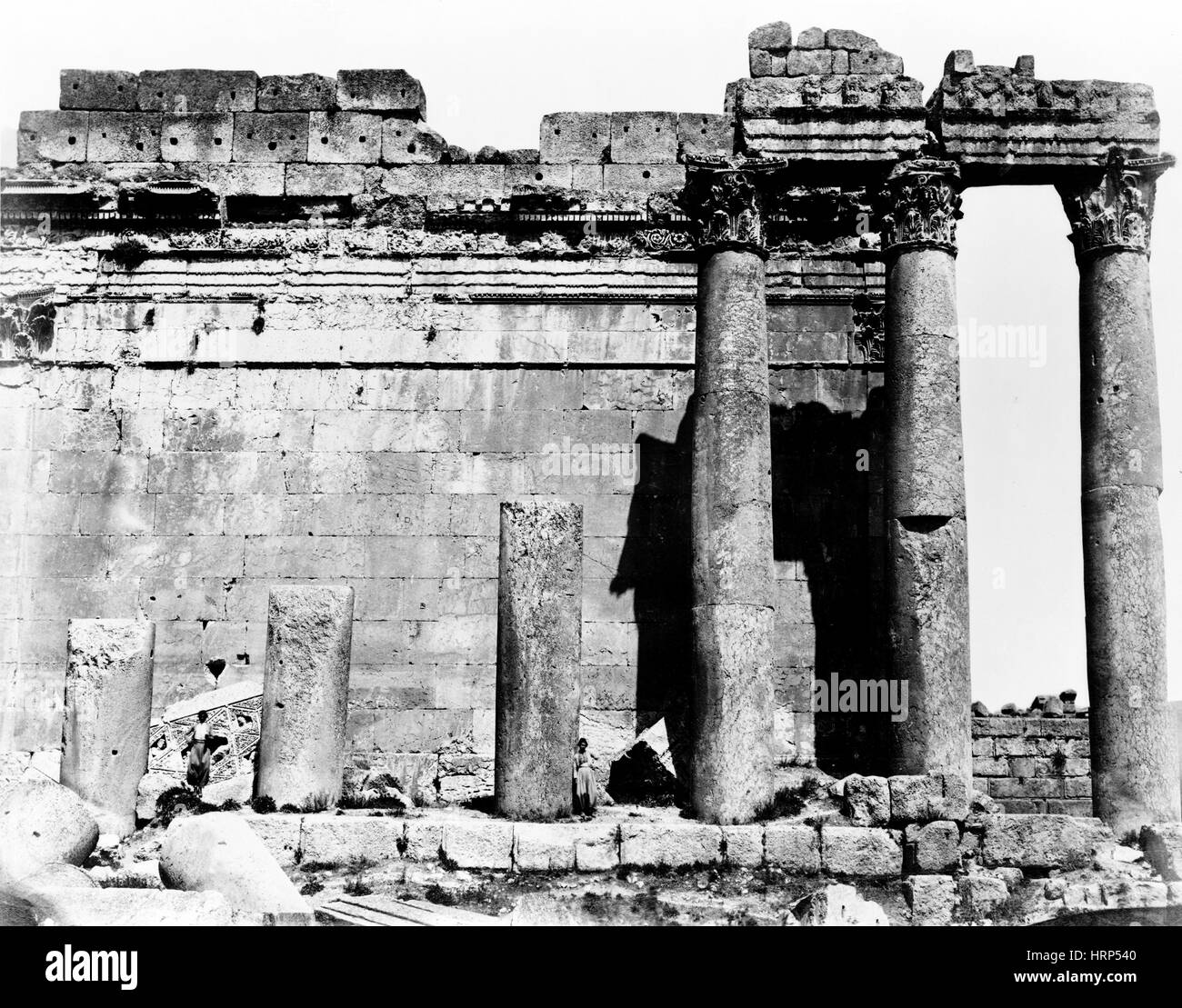 Tempio di Bacco, Baalbek, 1870s Foto Stock