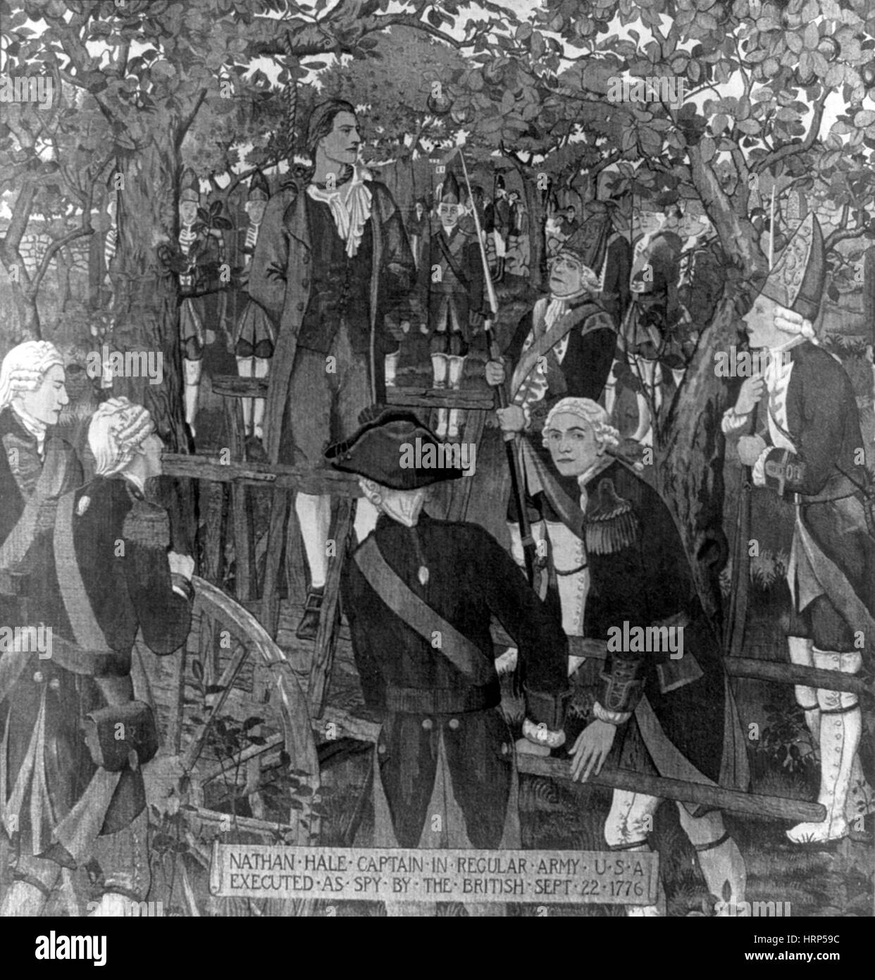 Esecuzione di Nathan Hale, 1776 Foto Stock