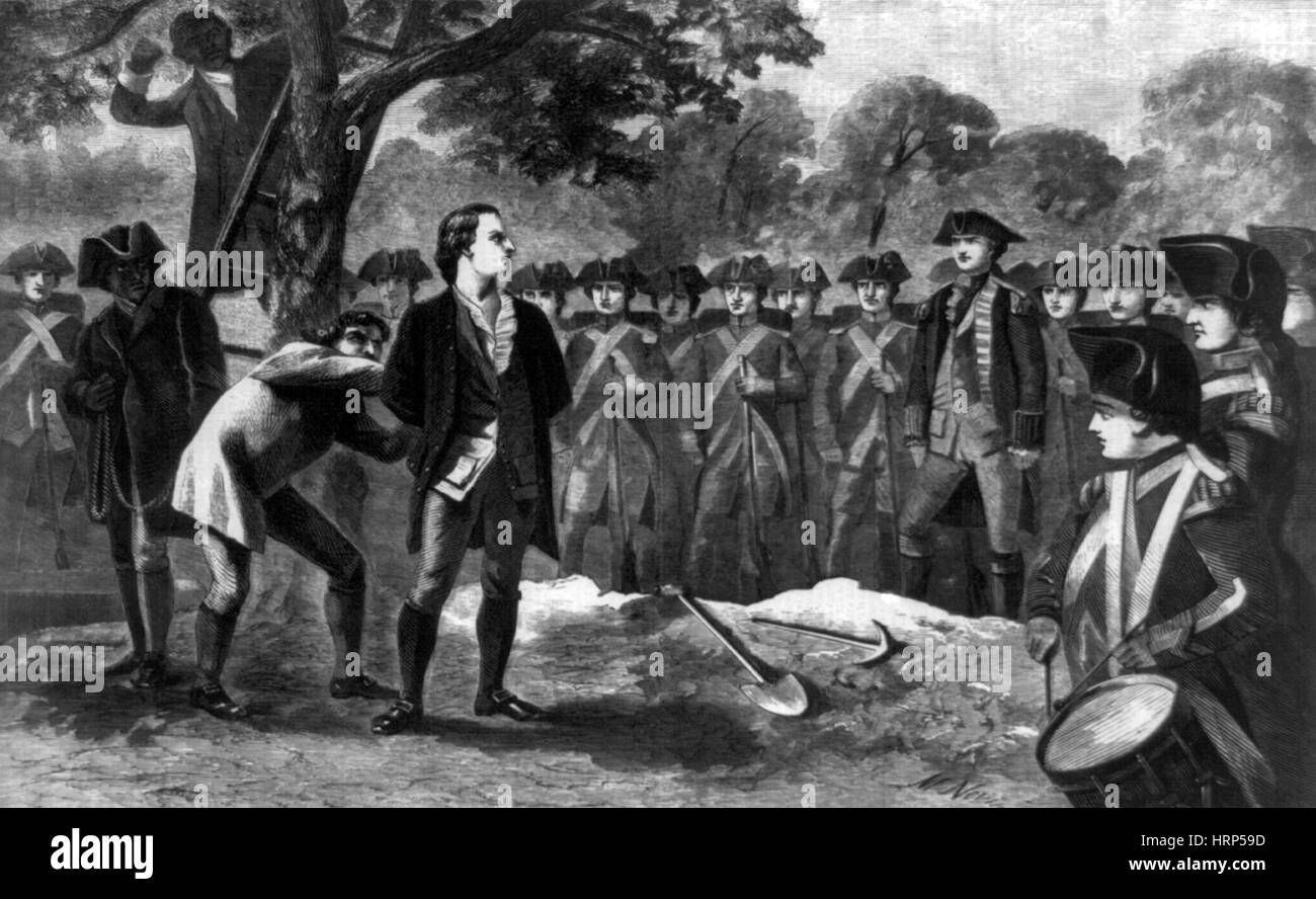 Esecuzione di Nathan Hale, 1776 Foto Stock