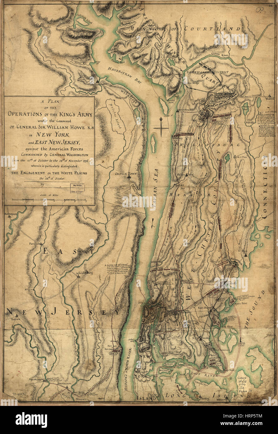 Esercito britannico White Plains piani di battaglia, 1776 Foto Stock