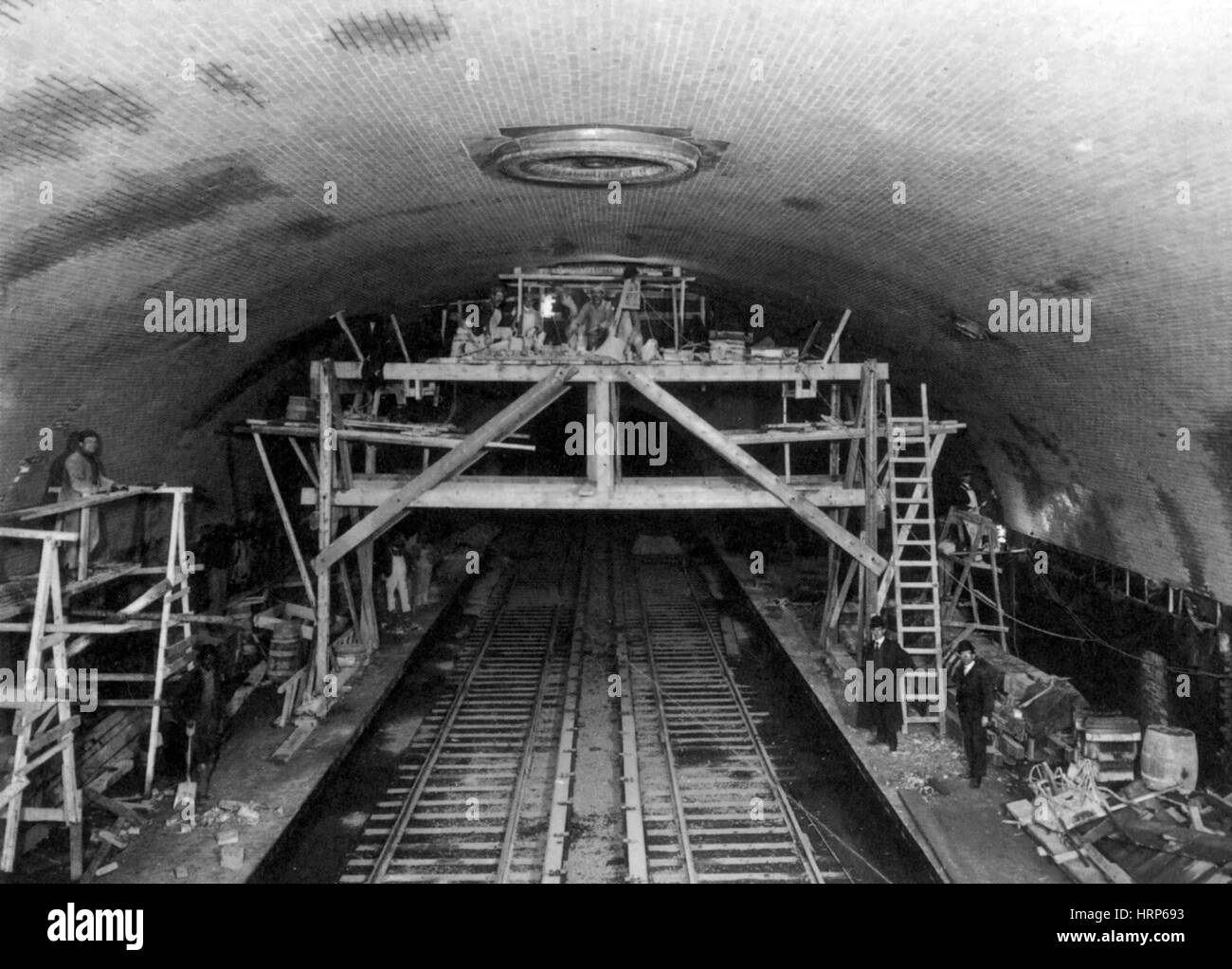 La metropolitana di New York la costruzione, 1906 Foto Stock