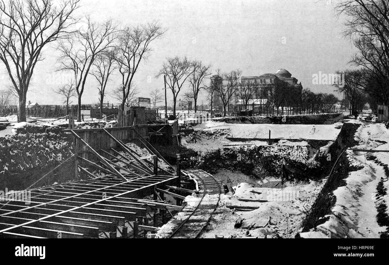 La metropolitana di New York la costruzione, 1917 Foto Stock