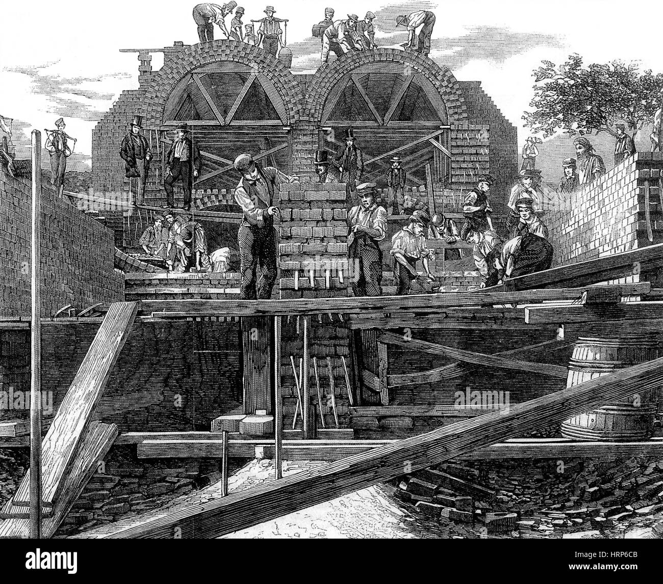 Londra fognature Costruzione, 1859 Foto Stock