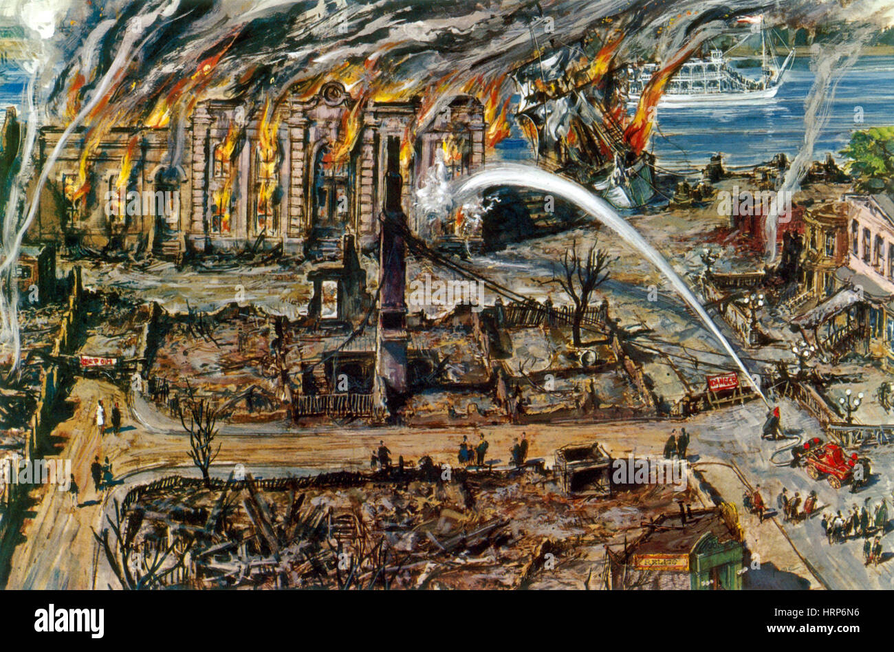 Il grande incendio di Chicago, 1871 Foto Stock