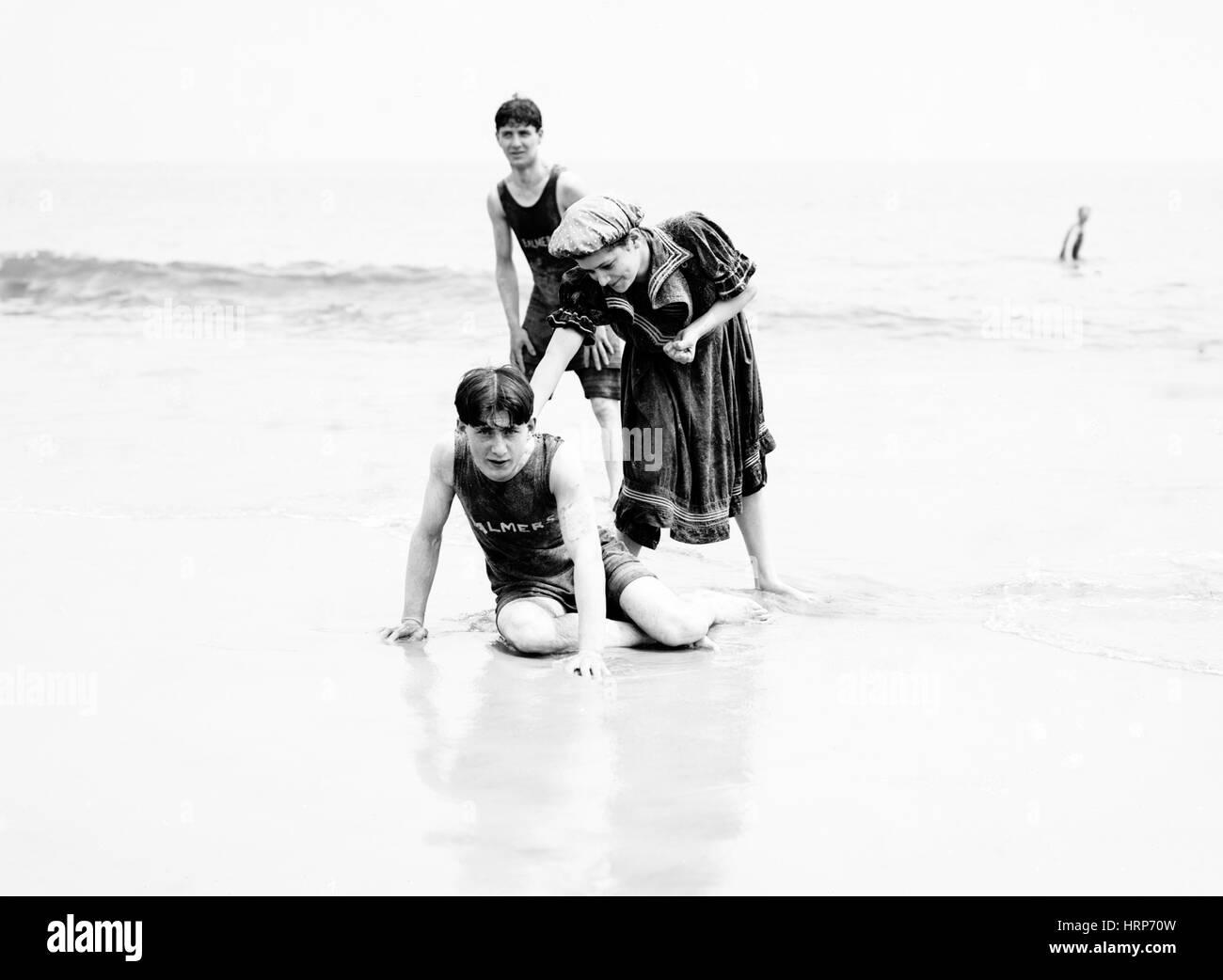 Coney Island Beachgoers, 1900s Foto Stock