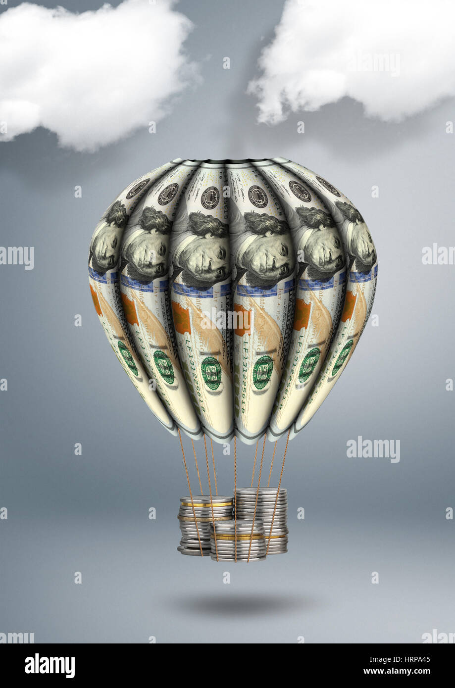 La crescita finanziaria concetto, soldi pallone aerostatico Foto Stock