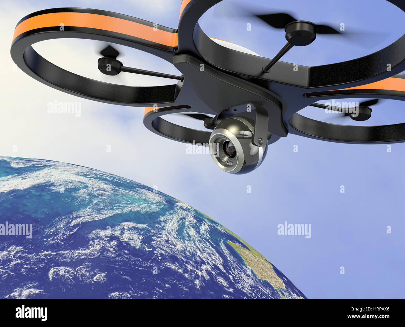 Un piccolo drone con una telecamera, volando sopra la terra, il concetto di  privacy (3D render) - elementi di questa immagine fornita dalla NASA Foto  stock - Alamy