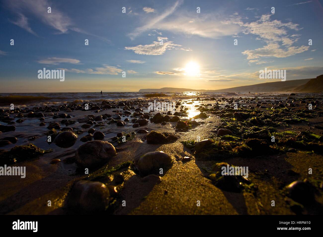 Tramonto a Compton Bay, Isola di Wight Foto Stock