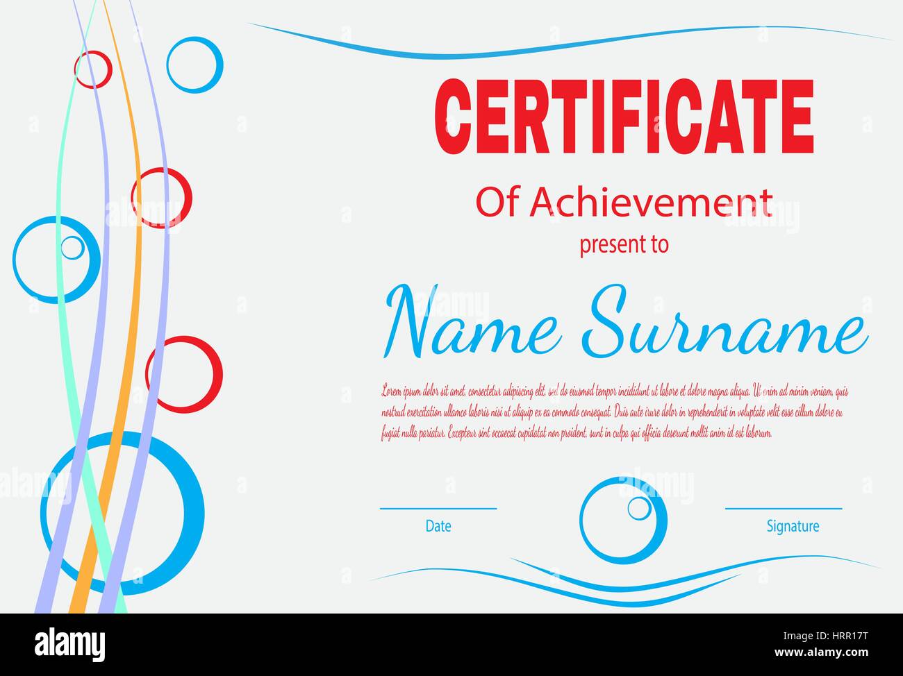 Modello del certificato di frequenza nel vettore Illustrazione Vettoriale