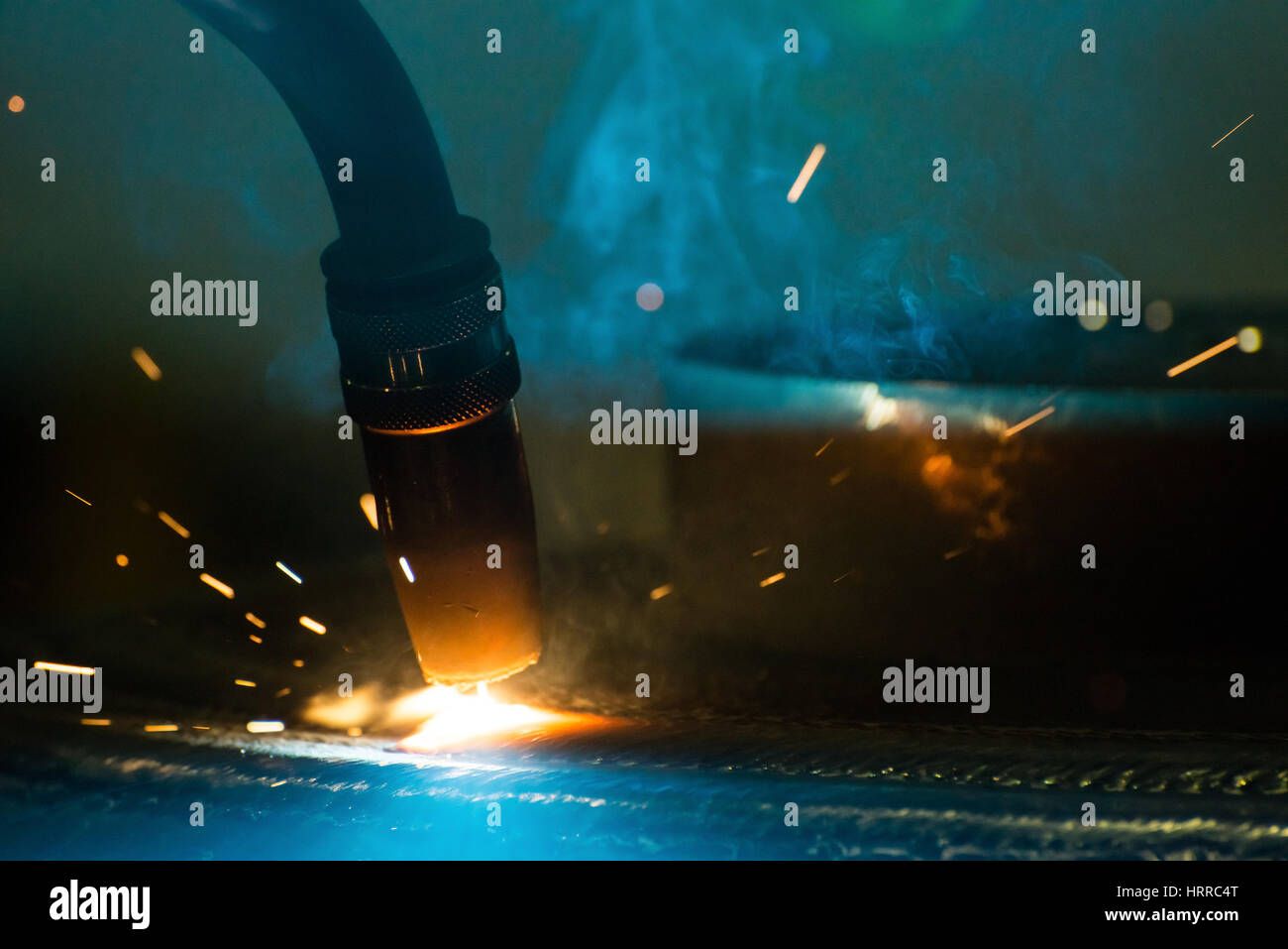 Dettaglio di un sistema automatico di macchina di saldatura Foto Stock