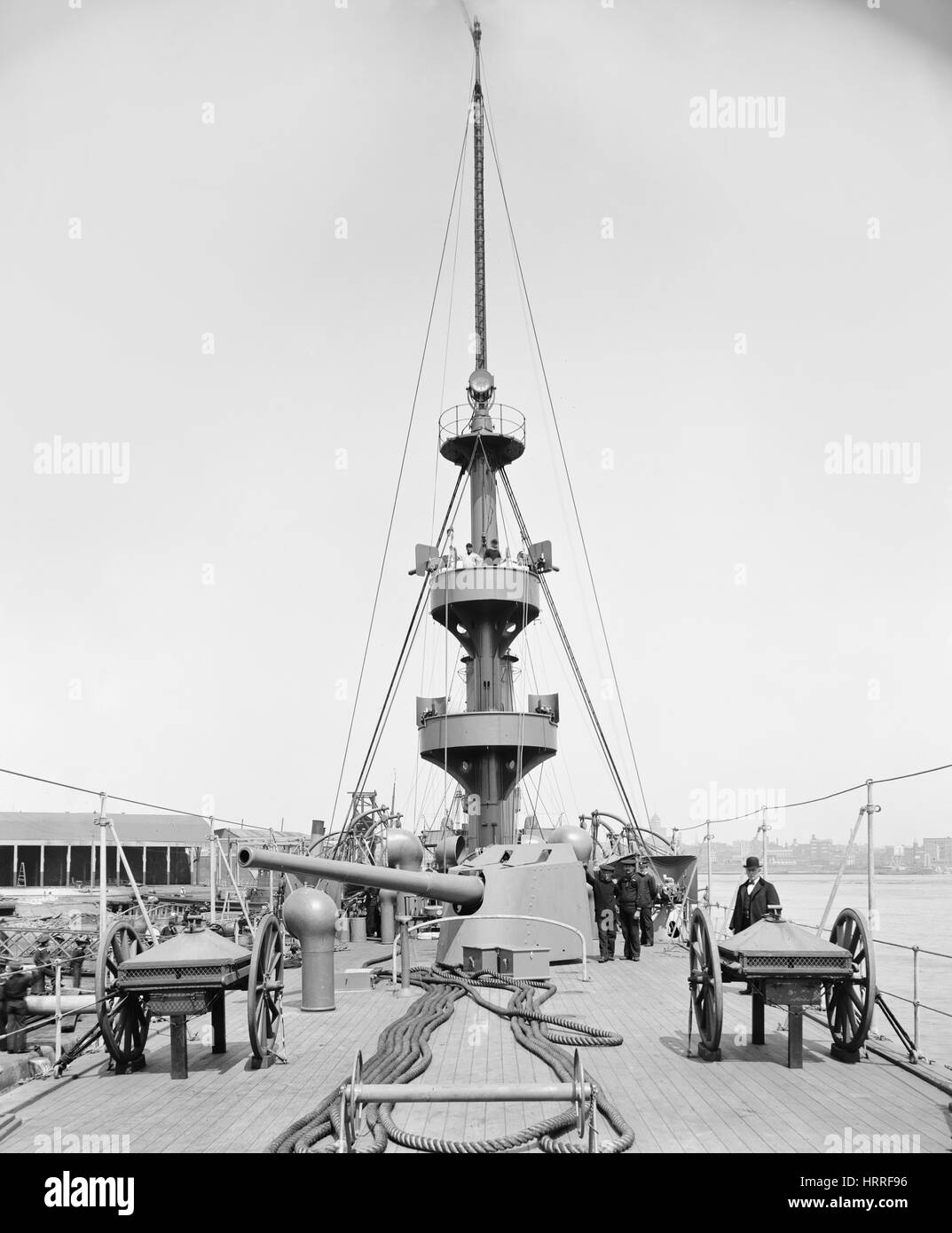 Quarter-Deck, Museo della Portaerei U.S.S. New Orleans, Brooklyn Navy Yard di Brooklyn, New York, USA, Edward Hart per Detroit Publishing Company, 1898 Foto Stock