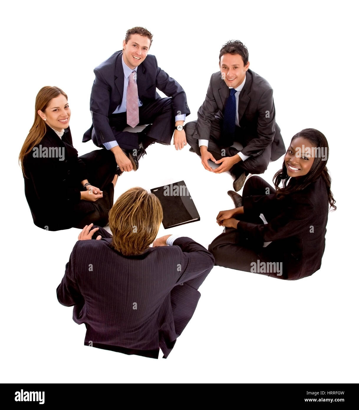 Gli imprenditori in una riunione di affari isolato su bianco Foto Stock