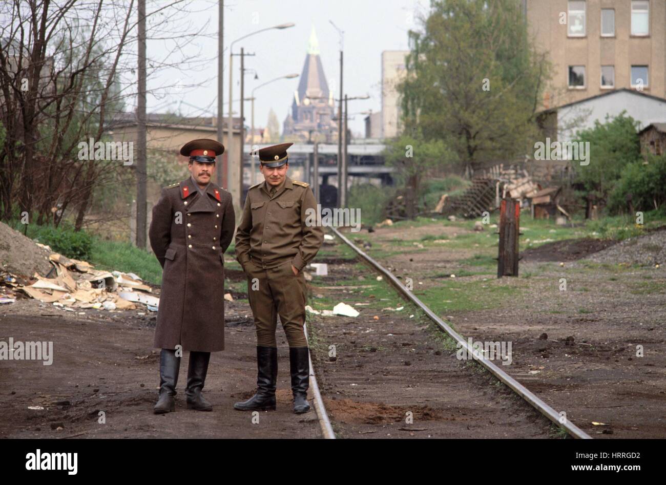 Esercito sovietico degli ufficiali di Riesa città (Repubblica Democratica Tedesca) nel 1991 Foto Stock