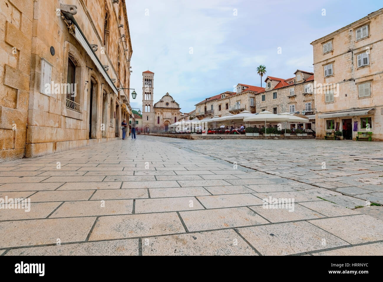 Hvar città vecchia architettura medievale Foto Stock