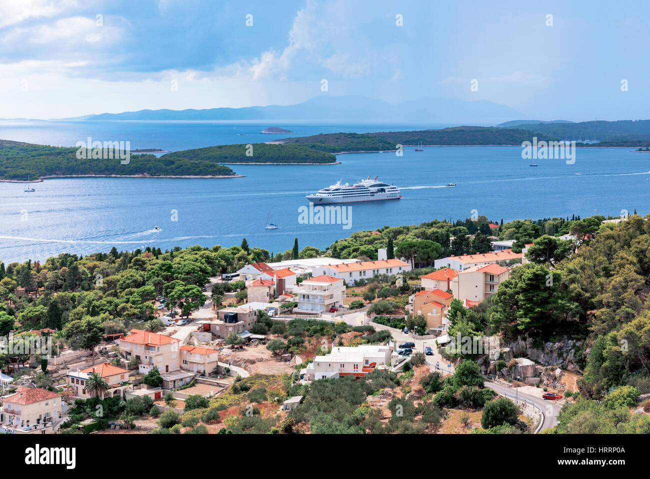 Isola di Hvar zona residenziale e con vista sul mare Foto Stock