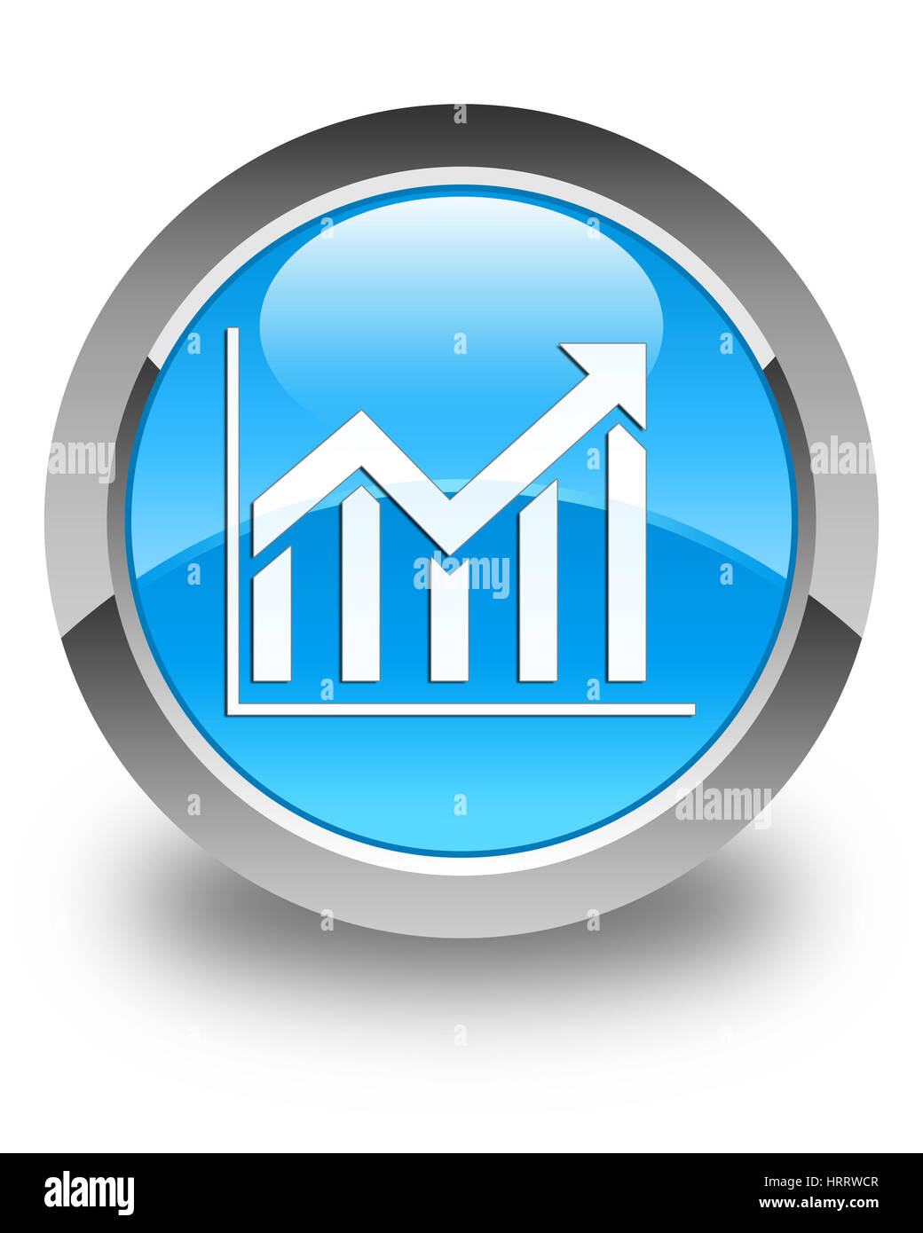 Icona statistiche isolati su lucido blu ciano pulsante rotondo illustrazione astratta Foto Stock