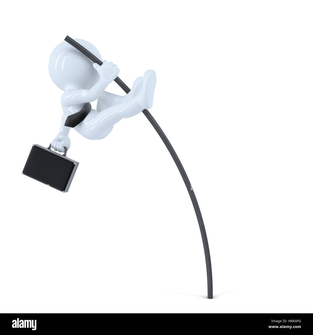 Imprenditore è il salto con pole vault. Il concetto di business. Isolato su bianco. Contiene il percorso di clipping Foto Stock