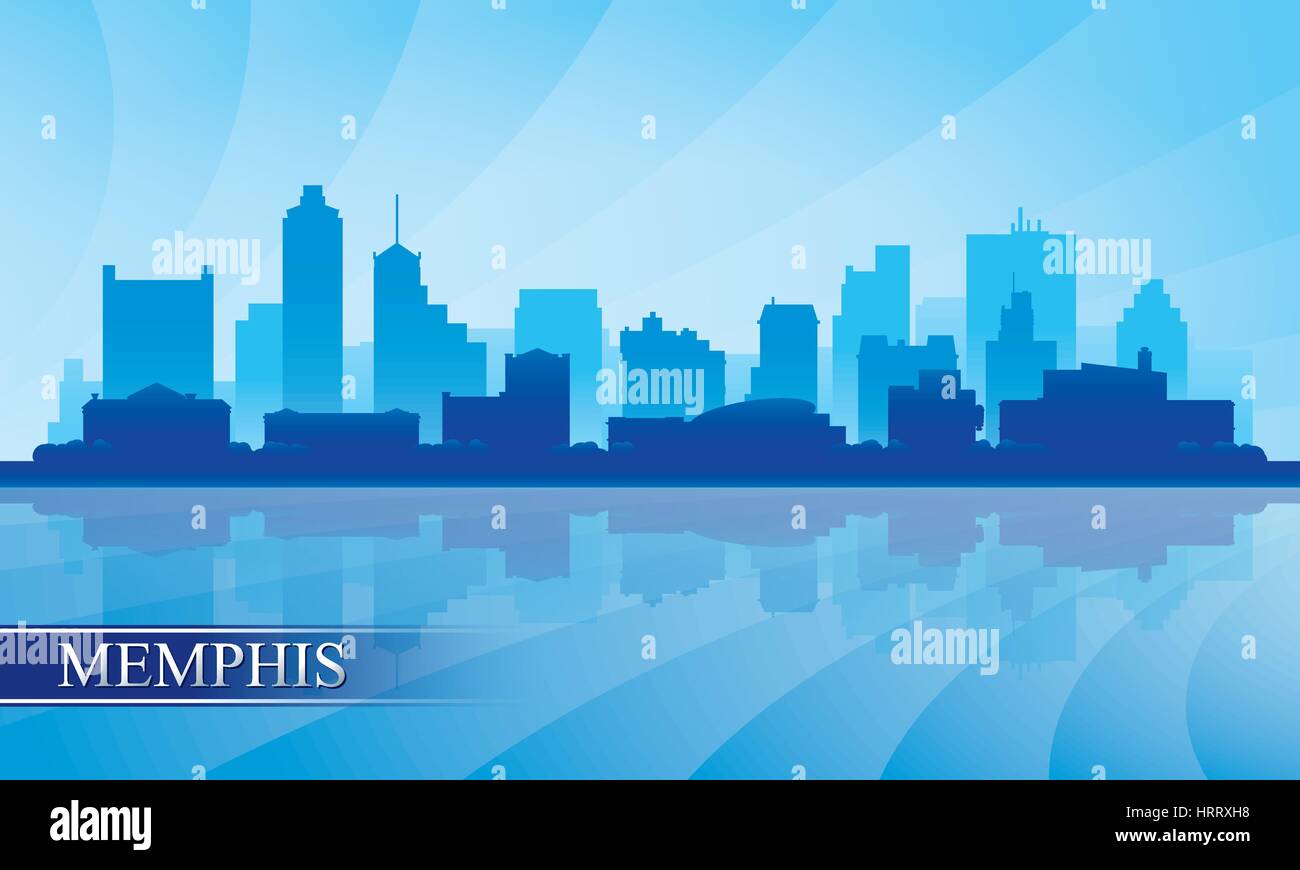 Memphis skyline della città sullo sfondo di silhouette, illustrazione vettoriale Illustrazione Vettoriale