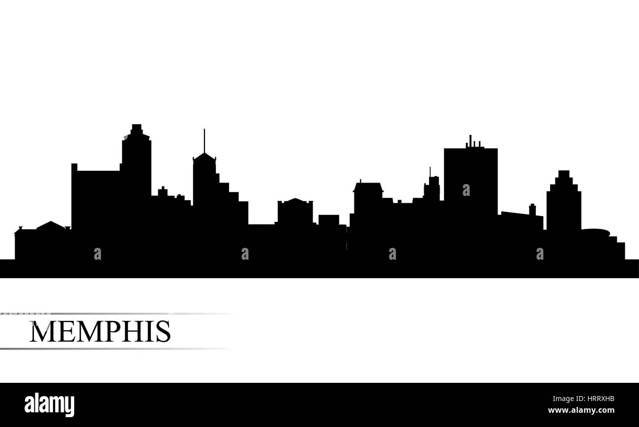 Memphis skyline della città sullo sfondo di silhouette, illustrazione vettoriale Illustrazione Vettoriale