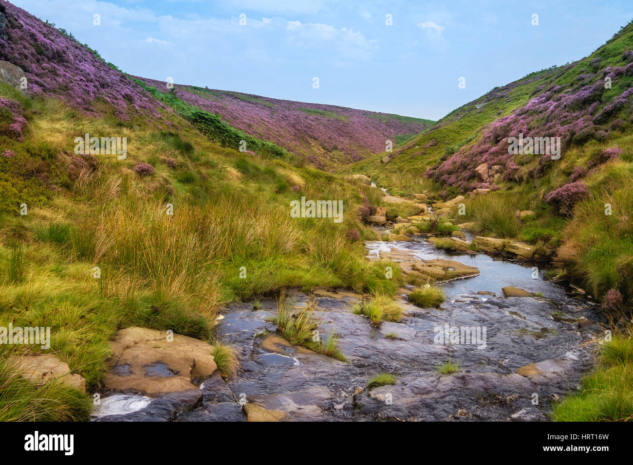 Stream su Saddleworth Moor Yorkshire Foto Stock