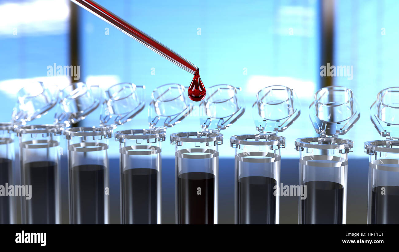 Provette con la pipetta il rendering 3D Foto Stock