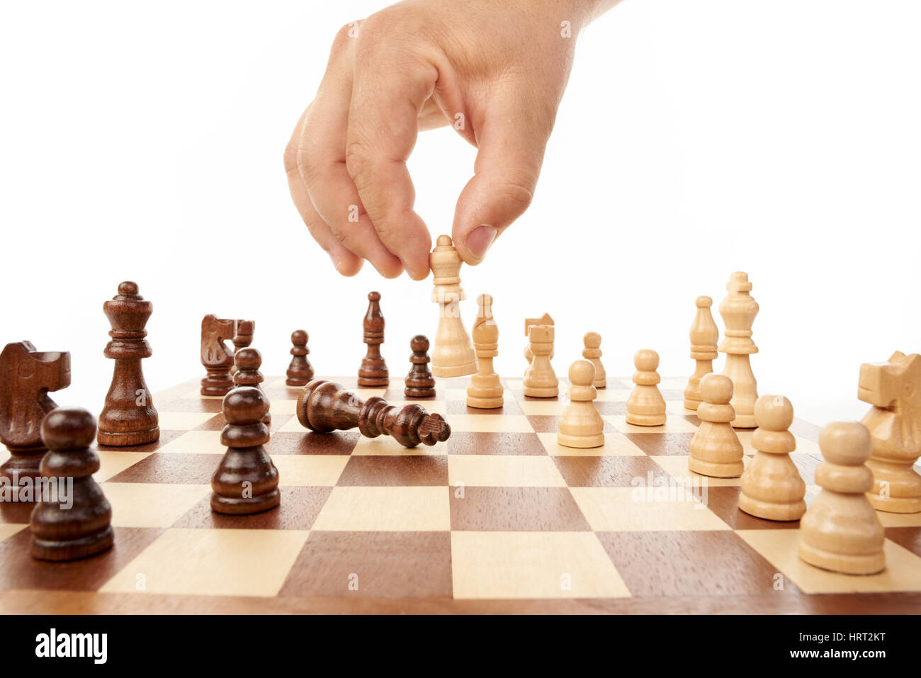 Partita a scacchi con la mano Foto Stock