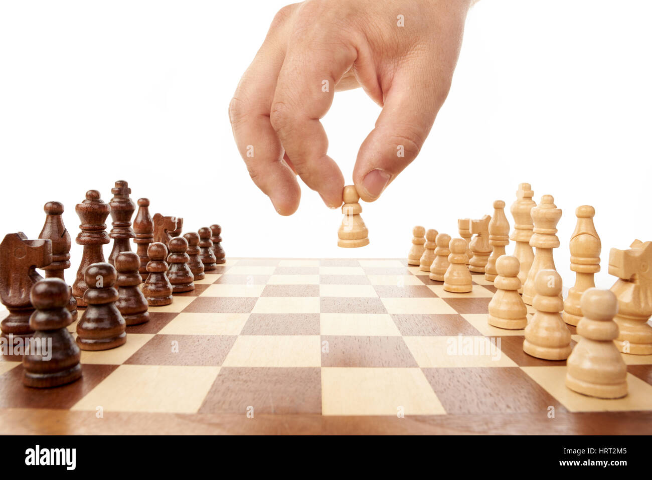 Partita a scacchi con la mano Foto Stock