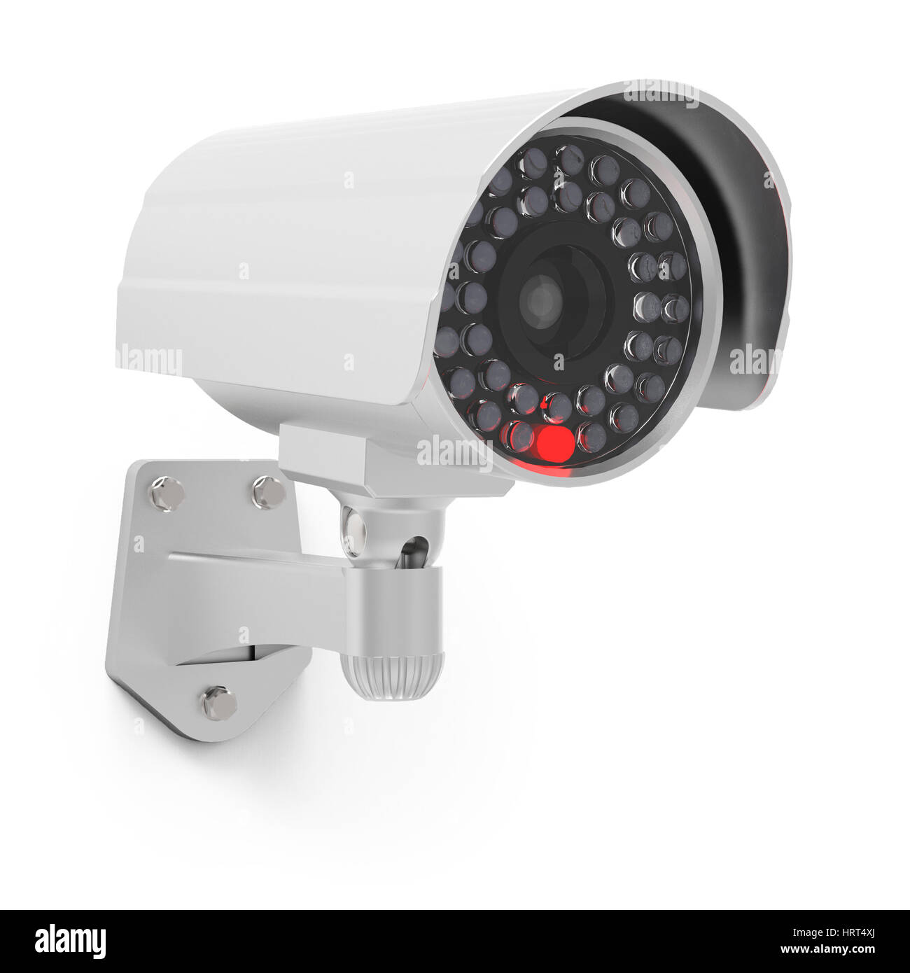 La protezione CCTV fotocamera su sfondo bianco del rendering 3D Foto Stock