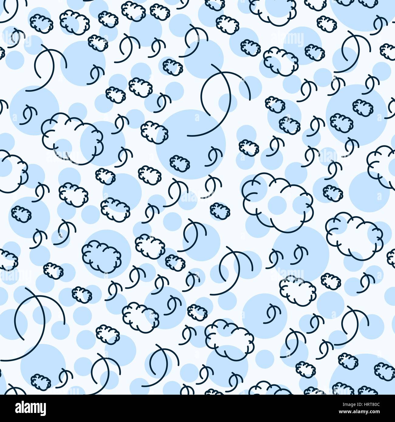 Abstract nuvole sky seamless pattern. Illustrazione Vettoriale. Curly cartoon forme di ripetizione. Illustrazione Vettoriale