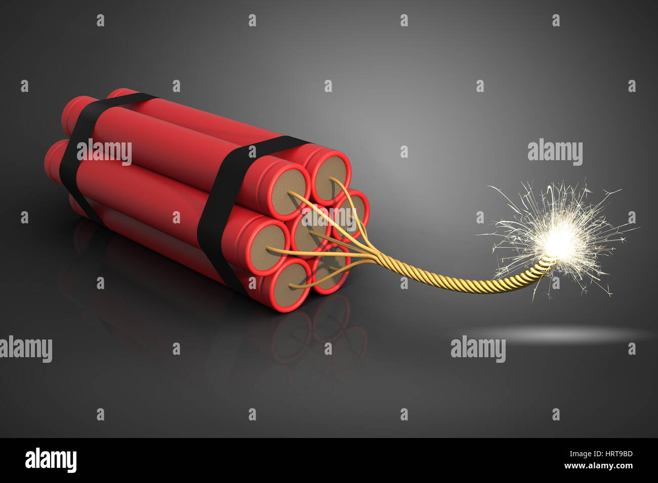 Dynamite su sfondo scuro rendering 3D Foto Stock