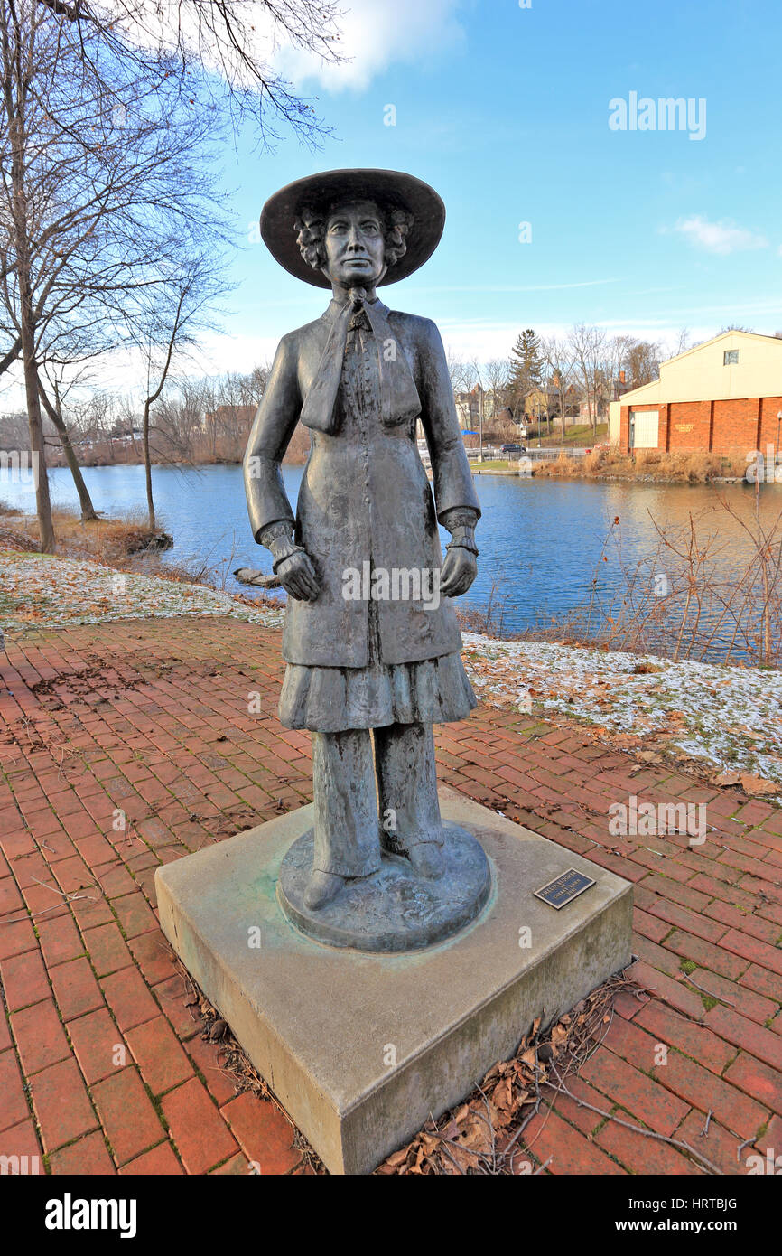 Statua di Amelia Bloomer attivista per i diritti delle donne Seneca Falls New York Foto Stock