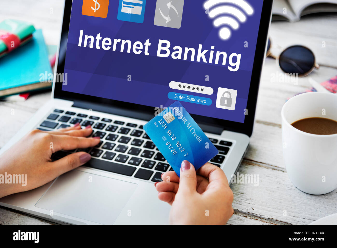 L Internet Banking Transaction Icona Finanziaria Foto Stock