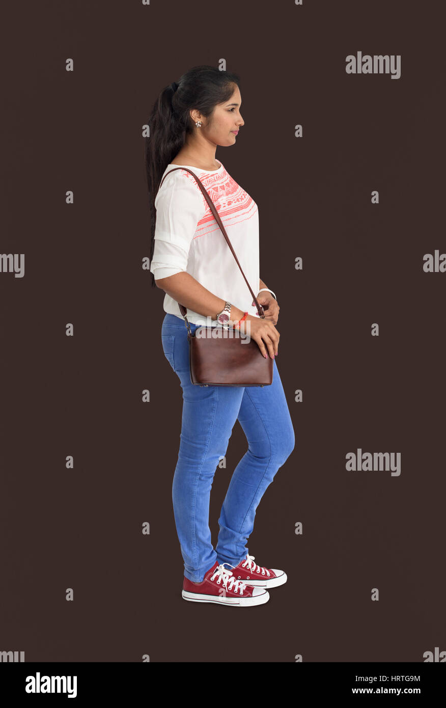 Studio spara persona gesto Lifestyle Foto Stock